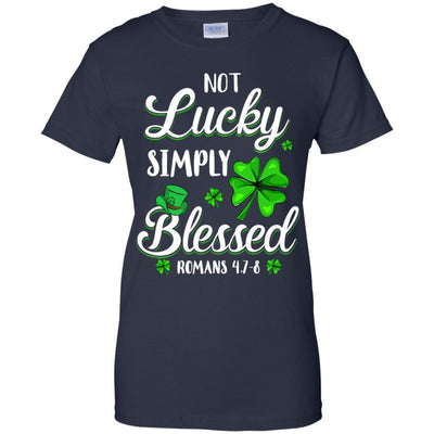 Not Lucky Simply Blessed Christian St Patricks Day-T-Shirt & Hoodie-Women's T-Shirt-Navy