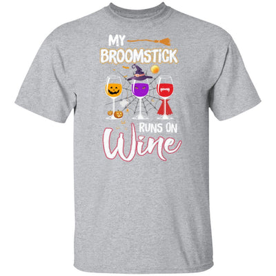 My Broomstick Runs On Wine Drinking Halloween Wine Lover-T-Shirt & Hoodie-Classic T-Shirt-Sport Grey