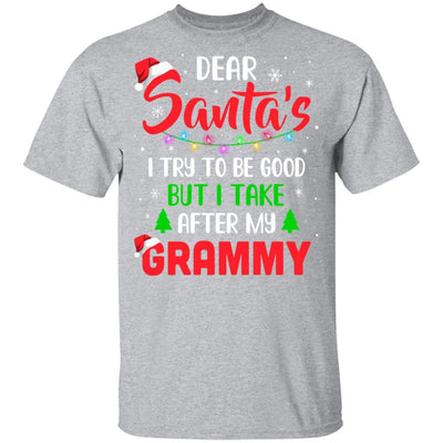 Dear Santa I Tried To Be Good But My Grammy Christmas Kids Youth-Youth Shirt-Youth T-Shirt-Sport Grey