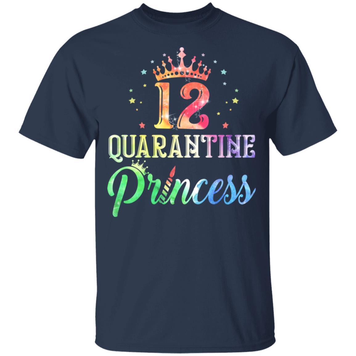 12 Quarantine Princess Happy Birthday Youth-Youth Shirt-Youth T-Shirt-Navy