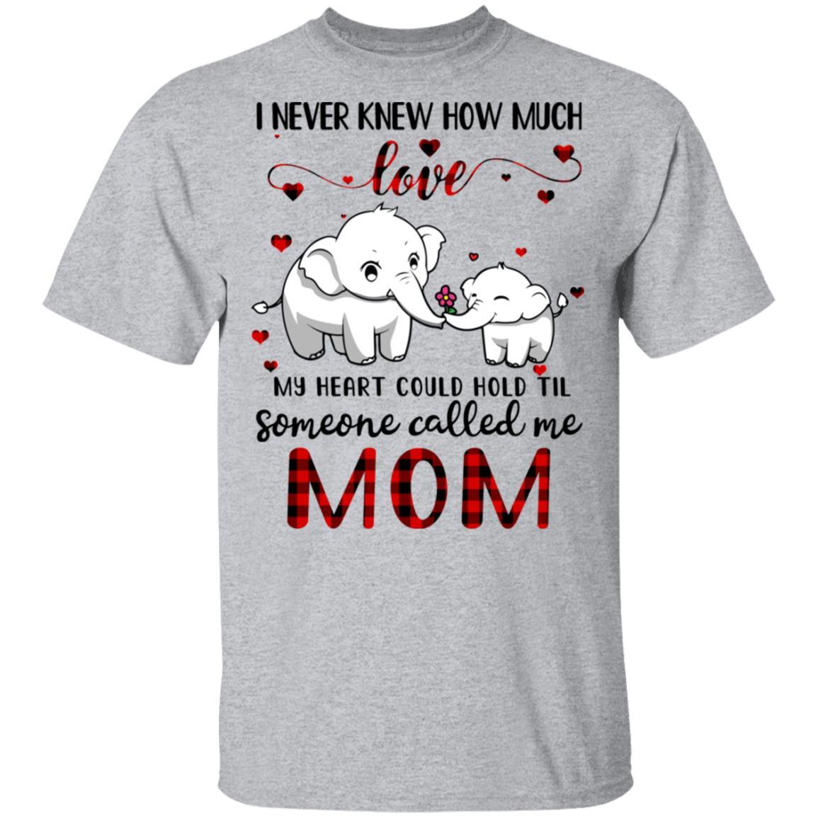 Someone Called Me Mom Elephant Red Plaid Mother's Day-T-Shirt & Hoodie-Classic T-Shirt-Sport Grey