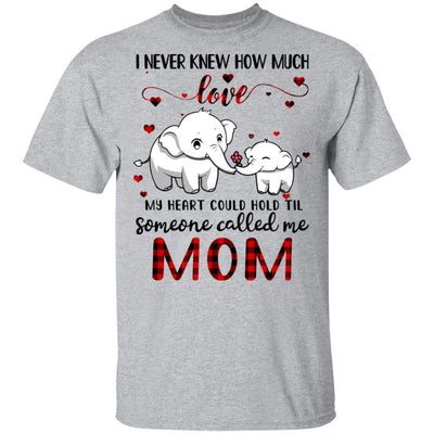 Someone Called Me Mom Elephant Red Plaid Mother's Day-T-Shirt & Hoodie-Classic T-Shirt-Sport Grey