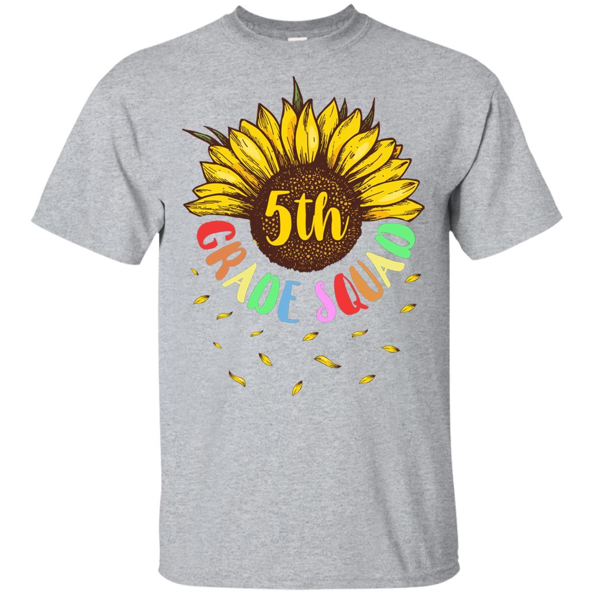 Sunflower 5th Grade Squad First Grade Teacher Youth-Youth Shirt-Youth T-Shirt-Sport Grey