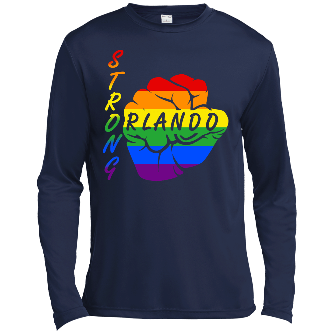 Strong Orlando LGBT-T-Shirt & Hoodie-Long Sleeve T-Shirt-Navy