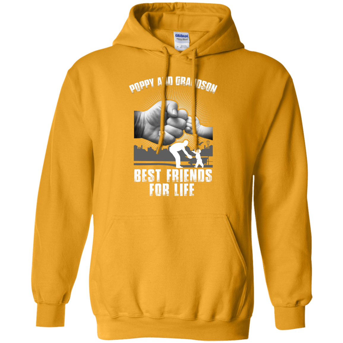 Poppy And Grandson Best Friends For Life-T-Shirt & Hoodie-Pullover Hoodie-Gold