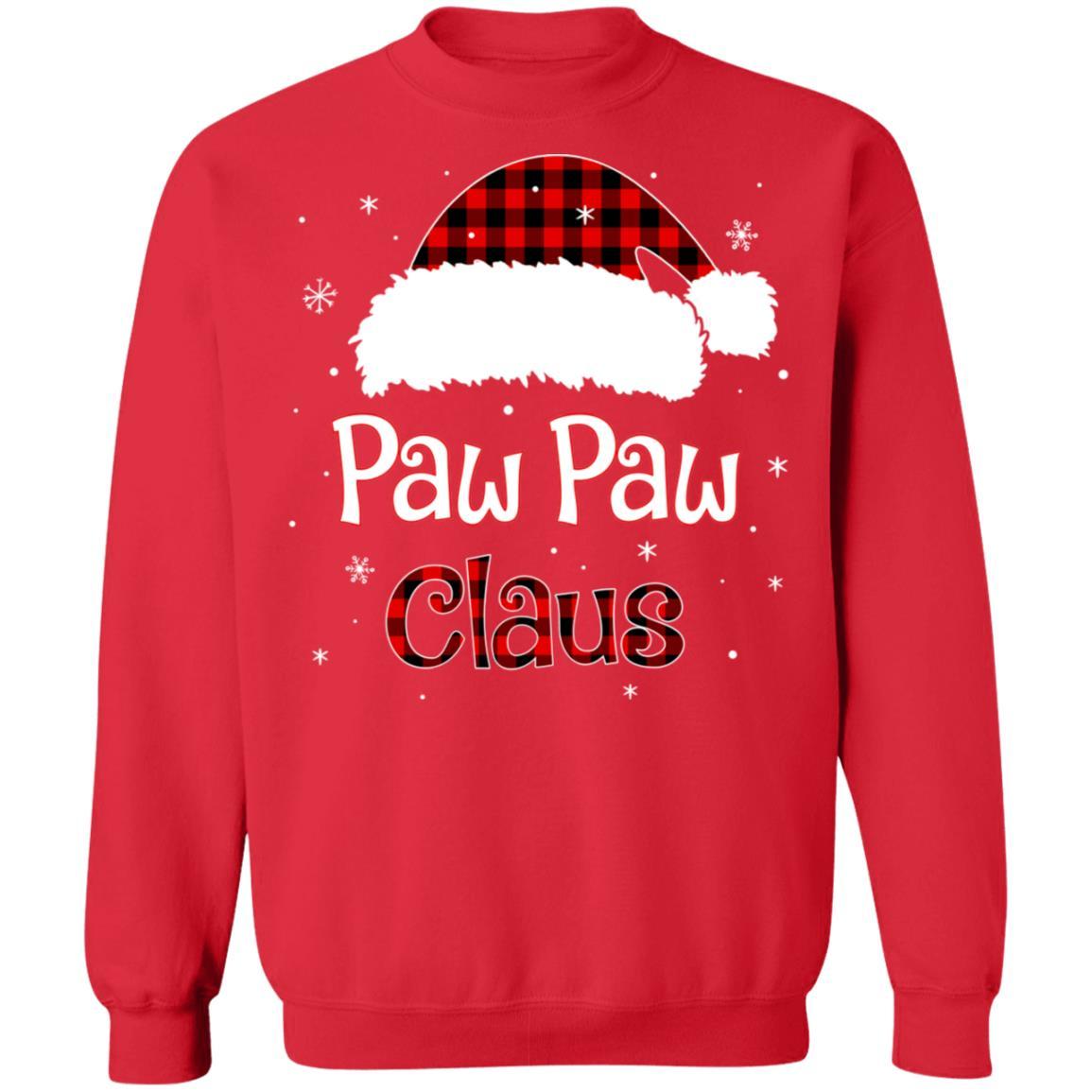 Santa Paw Paw Claus Red Plaid Family Pajamas Christmas Gift-T-Shirt & Sweatshirt-Crewneck Sweatshirt-Red