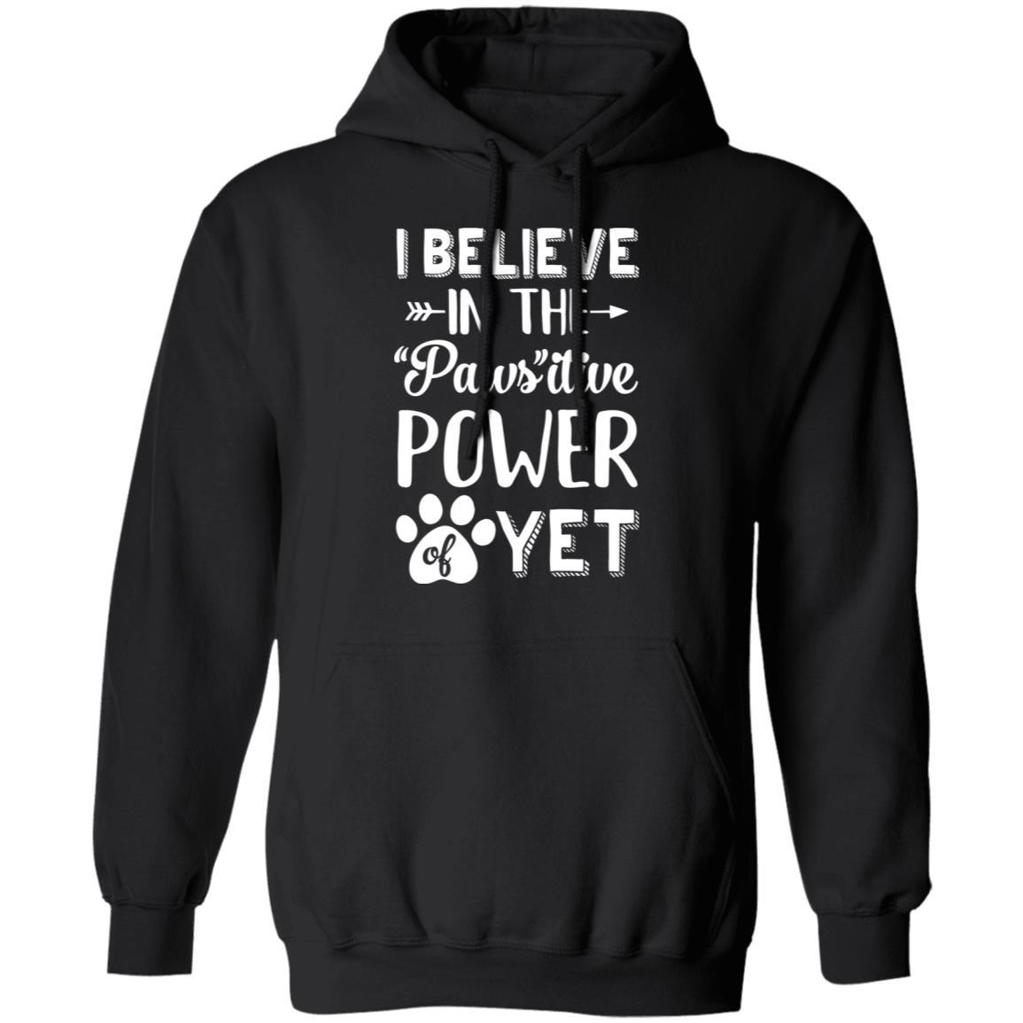 Believe In The Pawsitive Power Of Yet Paw Funny Cat Dog Gift-T-Shirt & Hoodie-Pullover Hoodie-Black