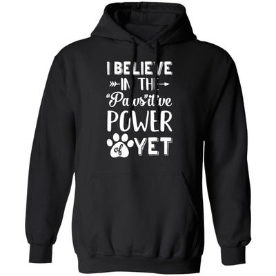 Believe In The Pawsitive Power Of Yet Paw Funny Cat Dog Gift-T-Shirt & Hoodie-Pullover Hoodie-Black