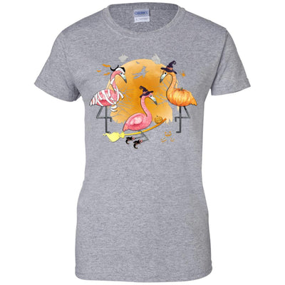 Flamingo Lover Funny Pumpkin Halloween Party-T-Shirt & Hoodie-Women's T-Shirt-Sport Grey