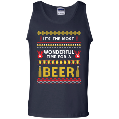 It's The Most Wonderful Time For A Beer Ugly Sweater-T-Shirt & Hoodie-Unisex Tank-Navy