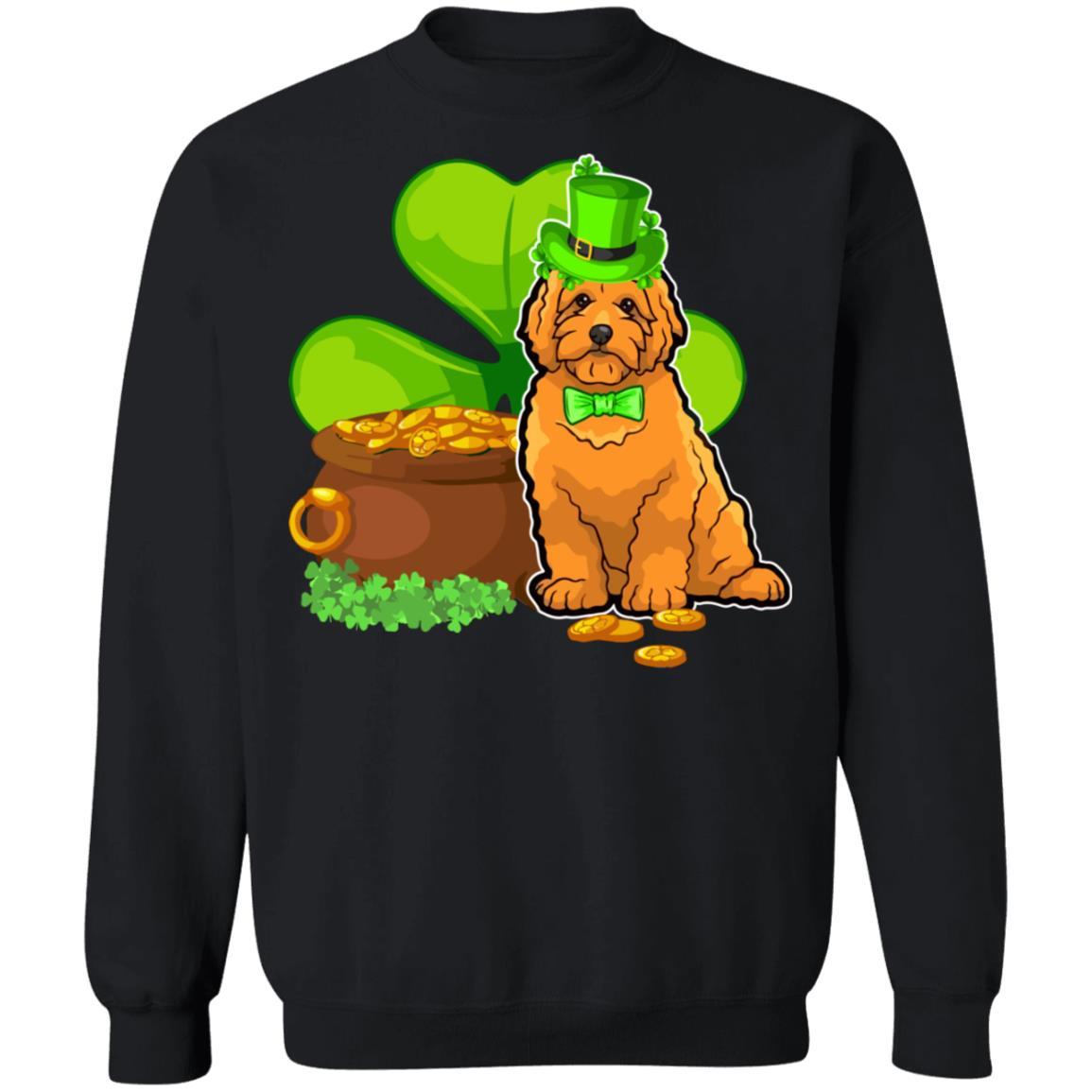Goldendoodle St Patrick's Day Irish Dog Lover Funny Gifts-T-Shirt & Hoodie-Crewneck Sweatshirt-Black