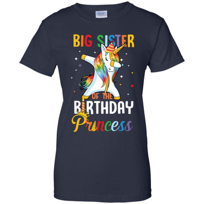 Proud Big Sister Of A Birthday Princess Unicorn Dab-T-Shirt & Hoodie-Women's T-Shirt-Navy