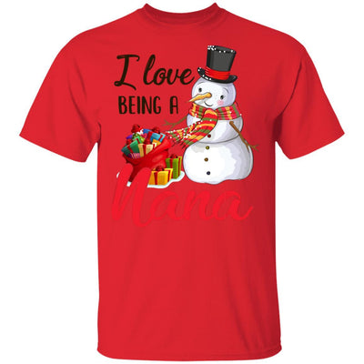 I Love Being A Nana Snowman Gift For Christmas Day-T-Shirt & Sweatshirt-Classic T-Shirt-Red