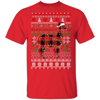 Red Plaid Buffalo Llama Pajamas Family Christmas Sweater-T-Shirt & Sweatshirt-Classic T-Shirt-Red