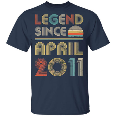 Legend Since April 2011 Vintage 10th Birthday Gifts Youth-Youth Shirt-Youth T-Shirt-Navy