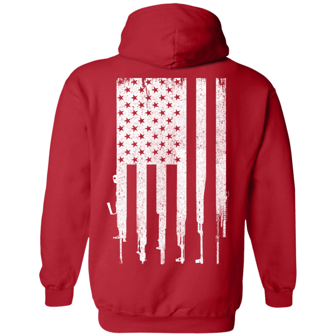 Rifle American Gun Flag-T-Shirt & Hoodie-Pullover Hoodie-Red
