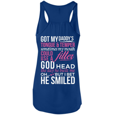 Got My Daddy's Tongue And Temper-T-Shirt & Hoodie-Women's Flowy Racerback Tank-True Royal