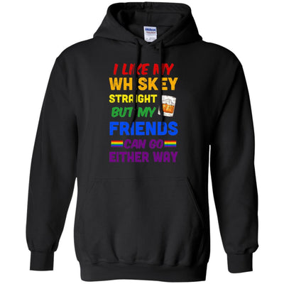 LGBTQ Gay Queer Lesbian Pride Whiskey Straight-T-Shirt & Hoodie-Pullover Hoodie-Black