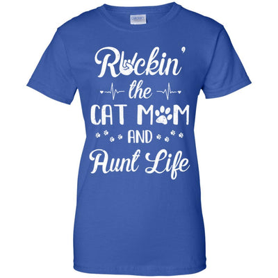 Rockin The Cat Mom Aunt Life Cat Lovers Mothers Day-T-Shirt & Tank Top-Women's T-Shirt-Royal