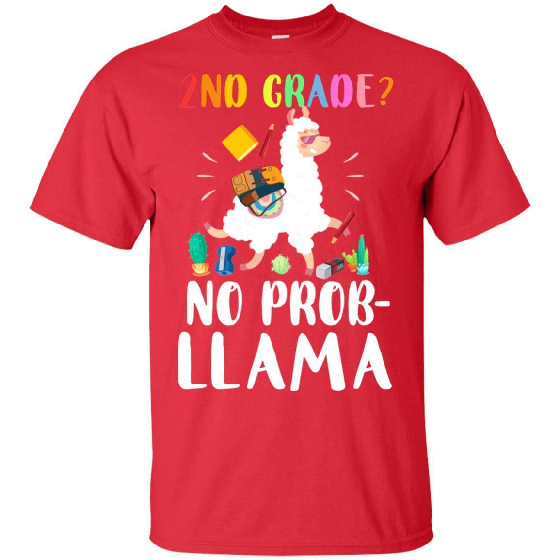 2nd Grade No Prob Llama Funny First Day Of School-T-Shirt & Hoodie-Classic T-Shirt-Red