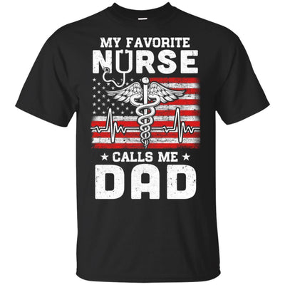 My Favorite Nurse Calls Me Dad USA Flag Father's Day-T-Shirt & Hoodie-Classic T-Shirt-Black