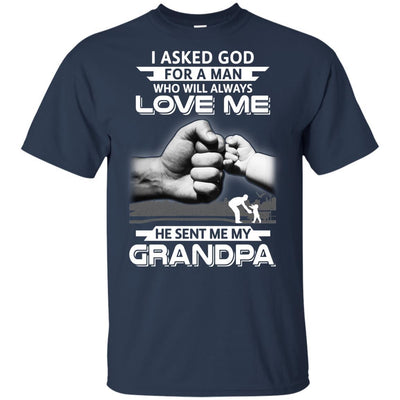 I Asked God For A Man Who Always Love Me Grandpa Youth-Youth Shirt-Youth T-Shirt-Navy