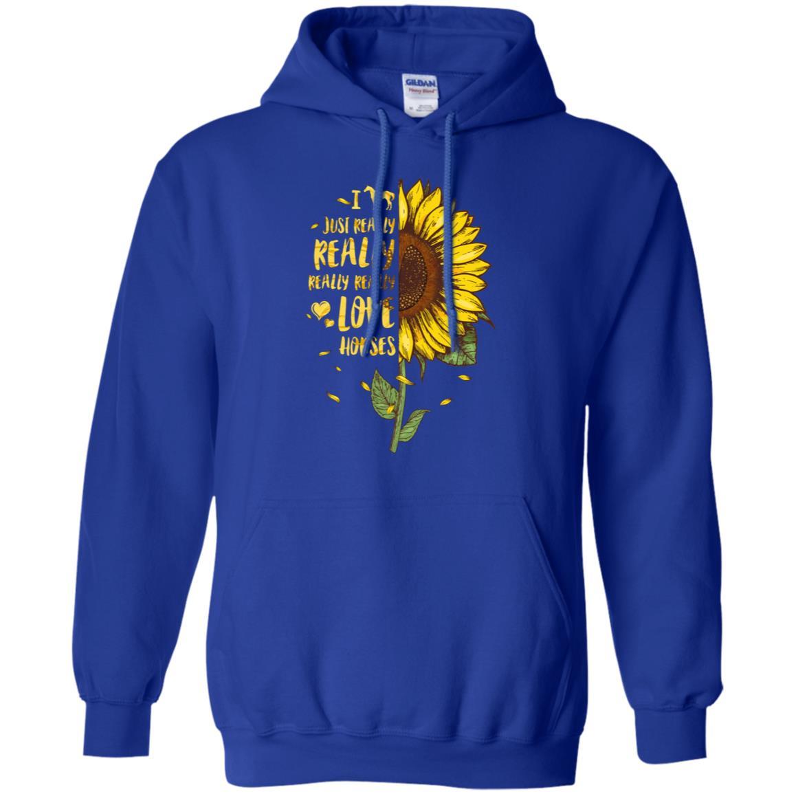 I Just Really Really Love Horses Sunflower-T-Shirt & Tank Top-Pullover Hoodie-Royal