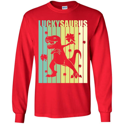 Happy St Pat Rex Day Dinosaur T-Rex Kids Patricks Day Youth-Youth Shirt-Youth Long Sleeve T-Shirt-Red