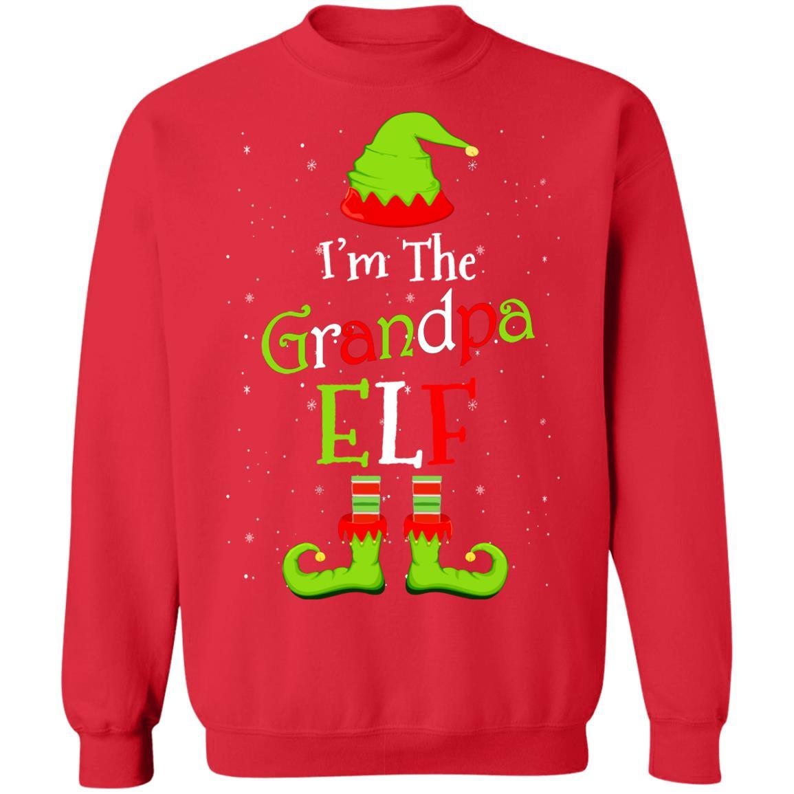 I'm The Grandpa Elf Family Matching Funny Christmas Group Gift-T-Shirt & Sweatshirt-Crewneck Sweatshirt-Red