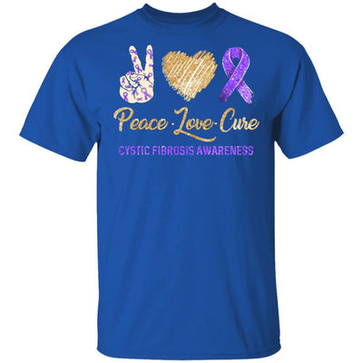 Peace Love Cure Cystic Fibrosis Awareness-T-Shirt & Hoodie-Classic T-Shirt-Royal