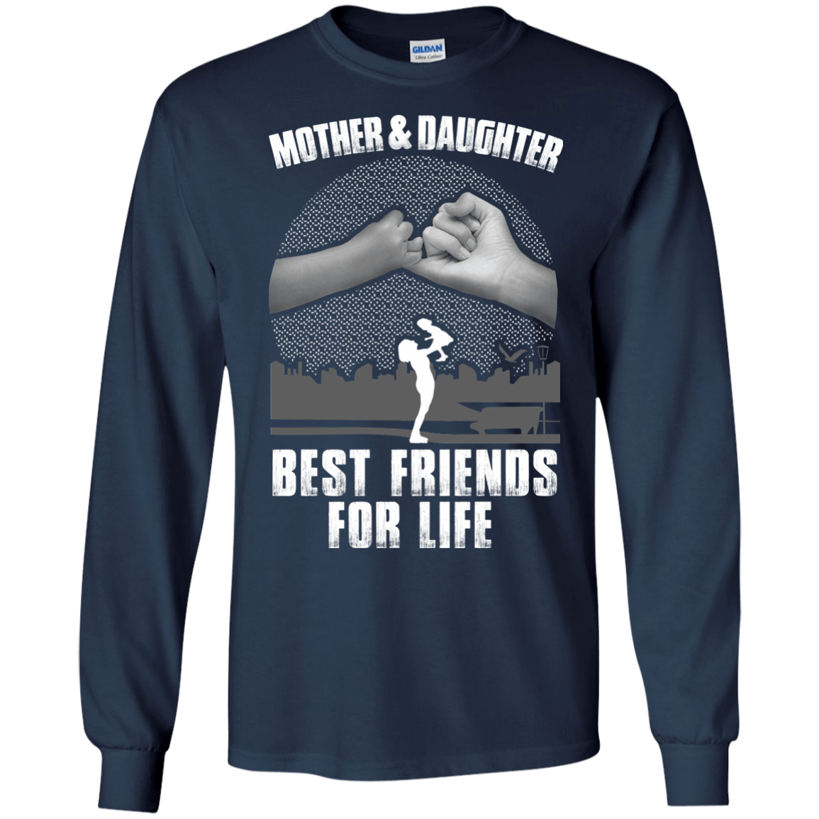 Mother and Daughter Best Friends For Life-T-Shirt & Hoodie-Long Sleeve T-Shirt-Navy
