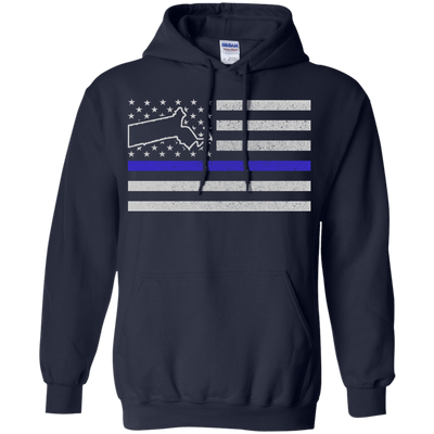 Massachusetts Thin Blue Line Police State-T-Shirt & Hoodie-Pullover Hoodie-Navy