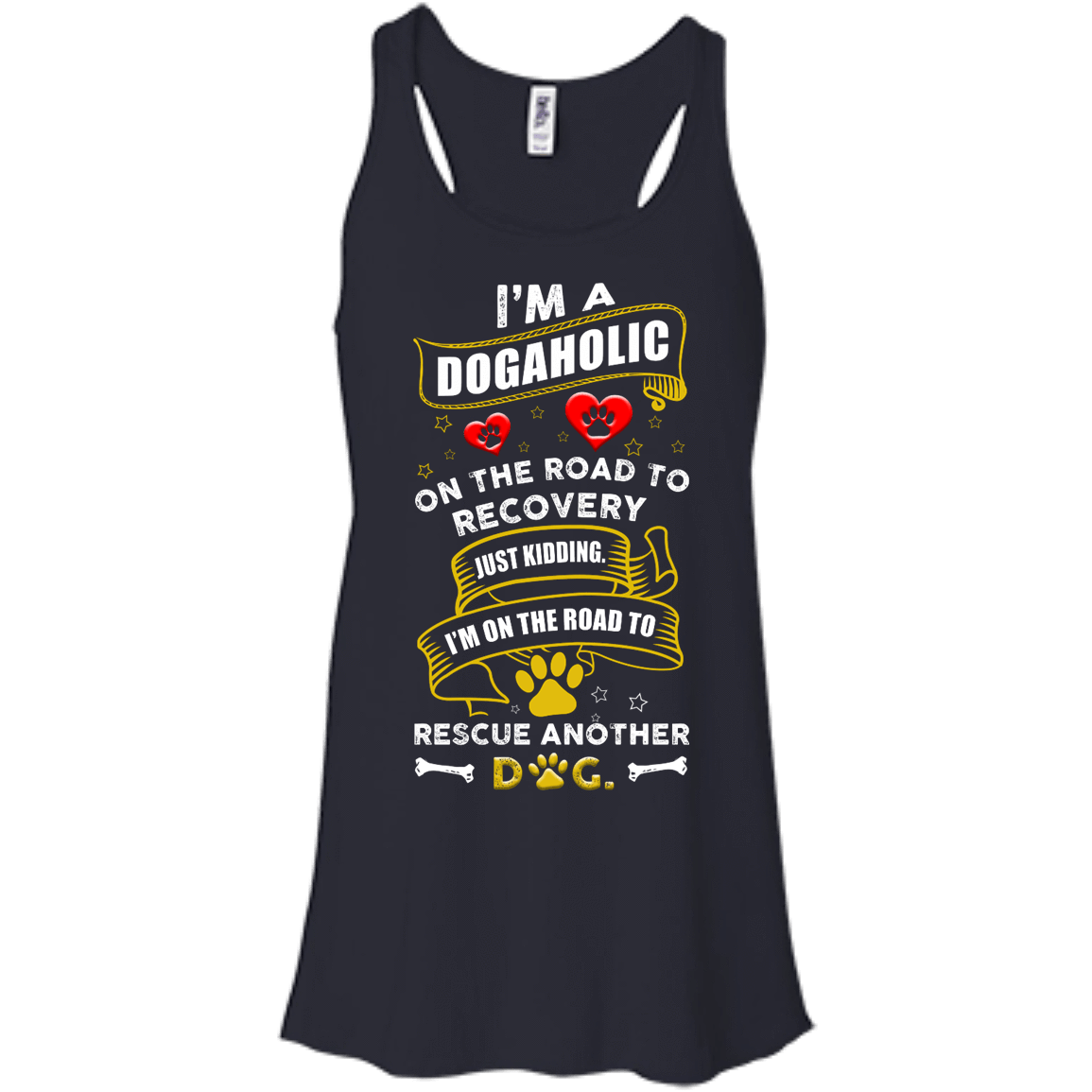 I'm A Dogaholic-T-Shirt & Hoodie-Women's Flowy Racerback Tank-Midnight