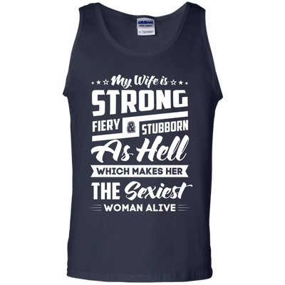My Wife Is Strong Fiery And Stubborn As Hell-T-Shirt & Hoodie-Unisex Tank-Navy