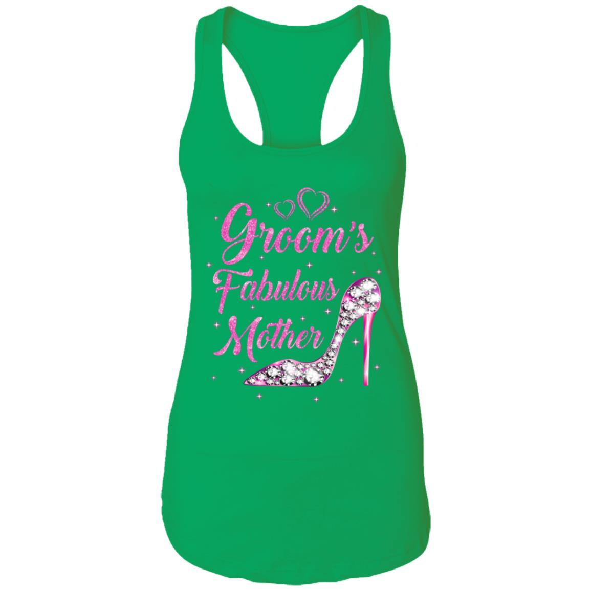 Groom's Fabulous Mother Happy Wedding Marry Vintage-T-Shirt & Tank Top-Women's Ideal Racerback Tank-Kelly Green