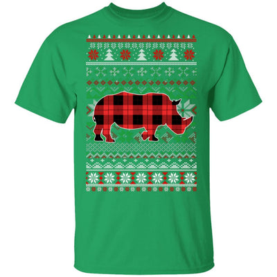 Rhino Red Plaid Ugly Christmas Sweater Funny Gifts-T-Shirt & Sweatshirt-Classic T-Shirt-Irish Green
