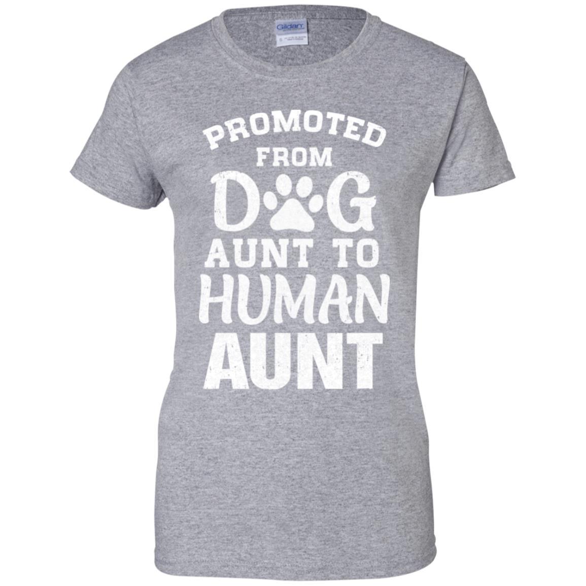 Promoted From Dog Aunt To Human Aunt Gifts-T-Shirt & Hoodie-Women's T-Shirt-Sport Grey