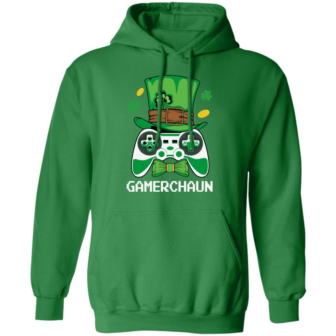 Video Game Leprechaun Costume St. Patrick's Day Kids Gift-T-Shirt & Hoodie-Pullover Hoodie-Irish Green