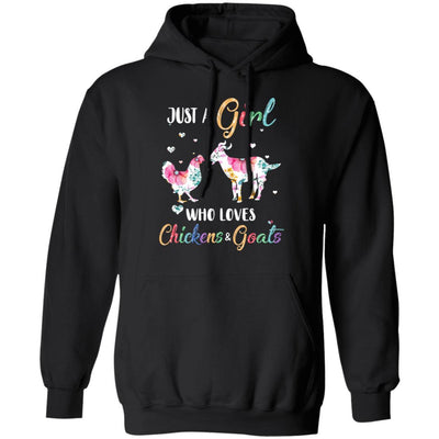 Just A Girl Who Loves Chickens And Goats Funny Cute Lover-T-Shirt & Hoodie-Pullover Hoodie-Black