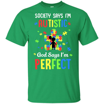 Society Says I Am Autistic God Says I Am Perfect Autism Youth-Youth Shirt-Youth T-Shirt-Irish Green