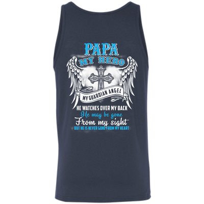My Papa My Hero My Guardian Angel He Watches Over My Back-T-Shirt & Hoodie-Unisex Tank-Navy