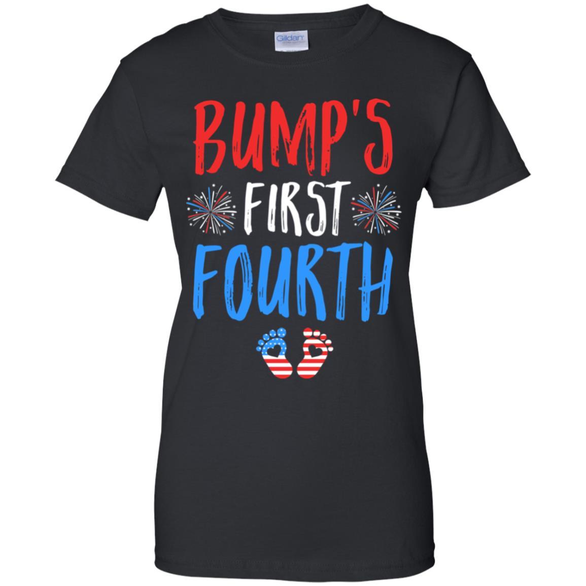 4th Of July Pregnancy Announcement Bump's First Fourth-T-Shirt & Tank Top-Women's T-Shirt-Black