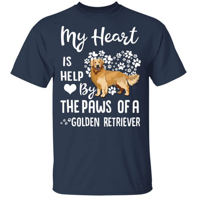 My Heart Is Held By The Paws Of A Golden Retriever Lover-T-Shirt & Hoodie-Classic T-Shirt-Navy
