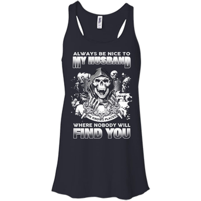 Always Be Nice To My Husband-T-Shirt & Hoodie-Women's Flowy Racerback Tank-Midnight