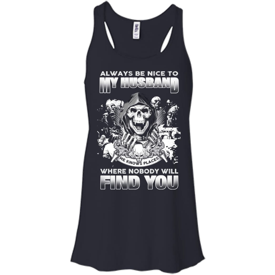 Always Be Nice To My Husband-T-Shirt & Hoodie-Women's Flowy Racerback Tank-Midnight