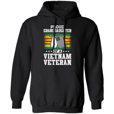 Proud Granddaughter Of A Veteran Papa Grandpa Grandma-T-Shirt & Hoodie-Pullover Hoodie-Black