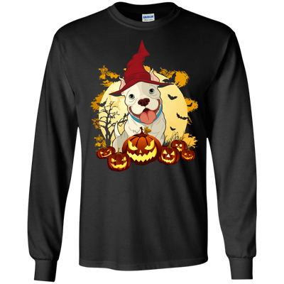 Pitbull Halloween Pumpkin-T-Shirt & Hoodie-Long Sleeve T-Shirt-Black
