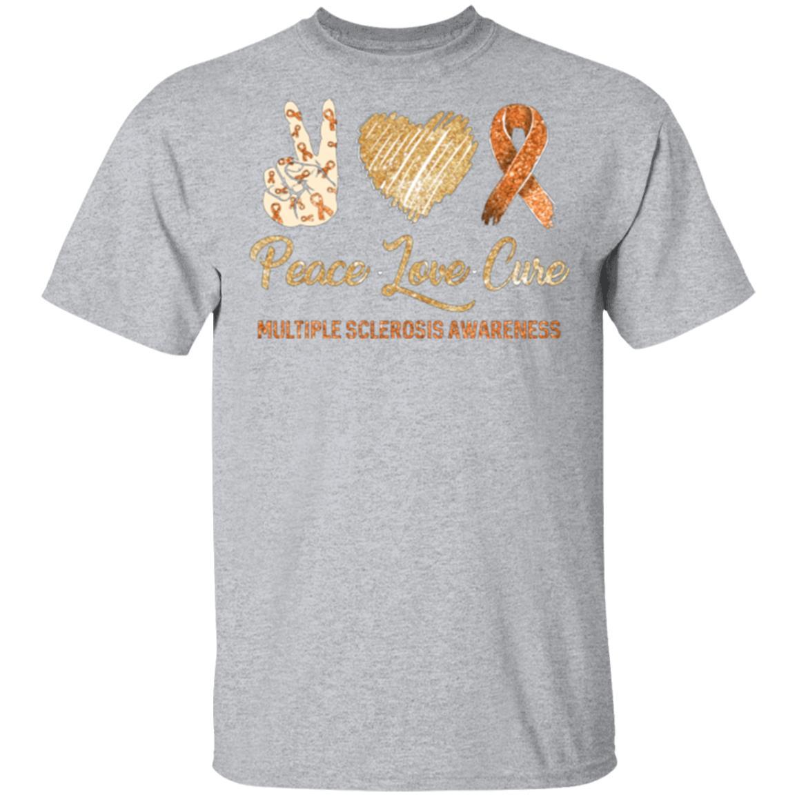 Peace Love Cure Multiple Sclerosis-T-Shirt & Hoodie-Classic T-Shirt-Sport Grey