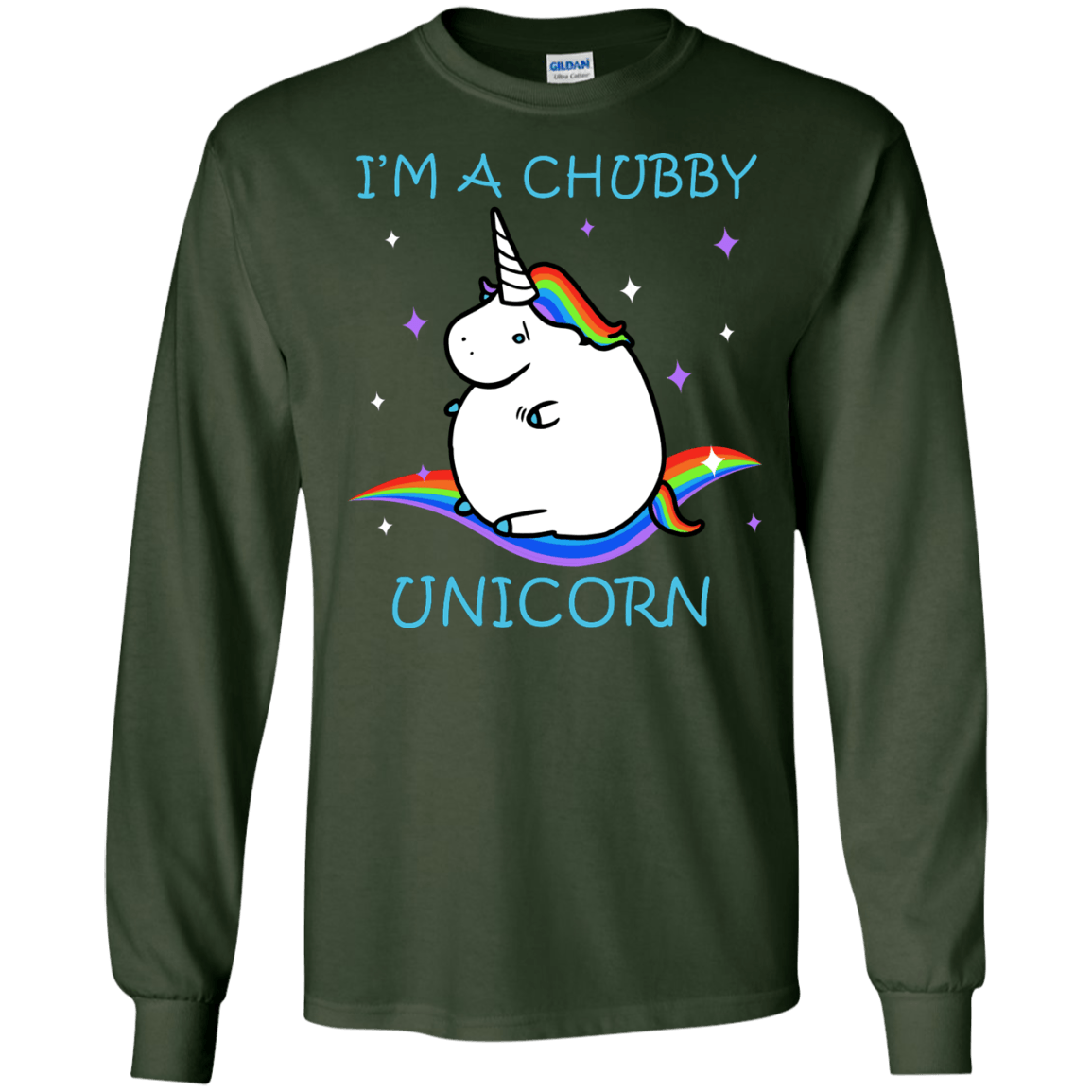 I'm A Chubby Unicorn-T-Shirt & Hoodie-Long Sleeve T-Shirt-Forest Green