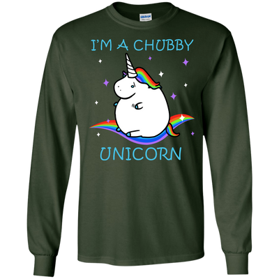 I'm A Chubby Unicorn-T-Shirt & Hoodie-Long Sleeve T-Shirt-Forest Green